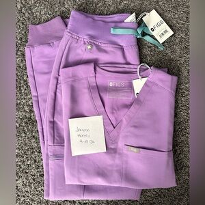 NWT Lavender Figs scrubs. Jogger high waisted pants and v neck top. Both XS.